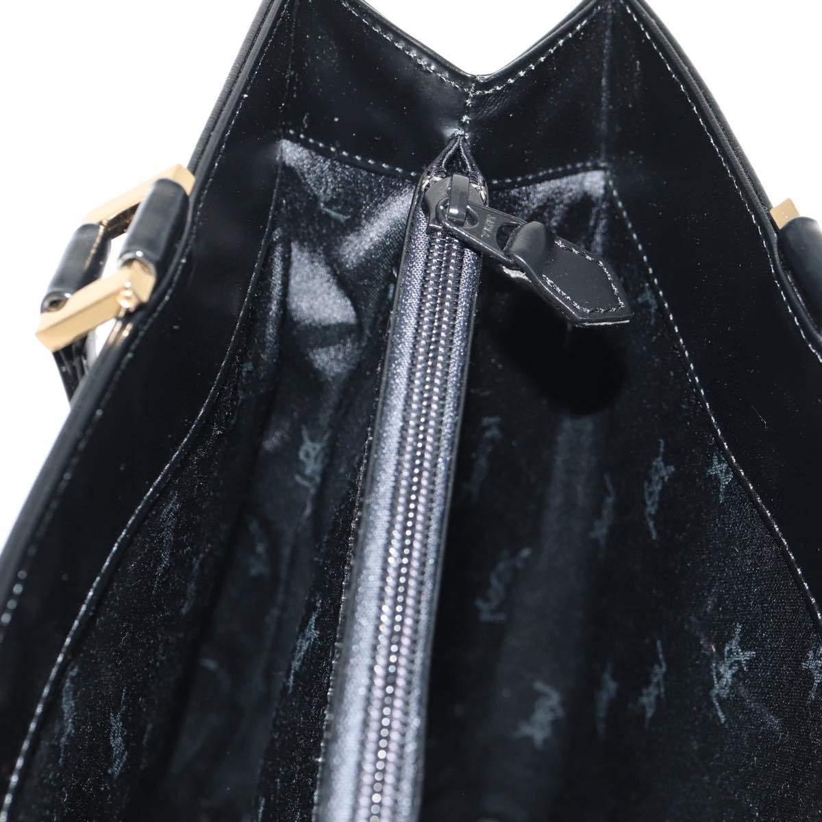 SAINT LAURENT Hand Bag Leather Gold Black Auth 148653V