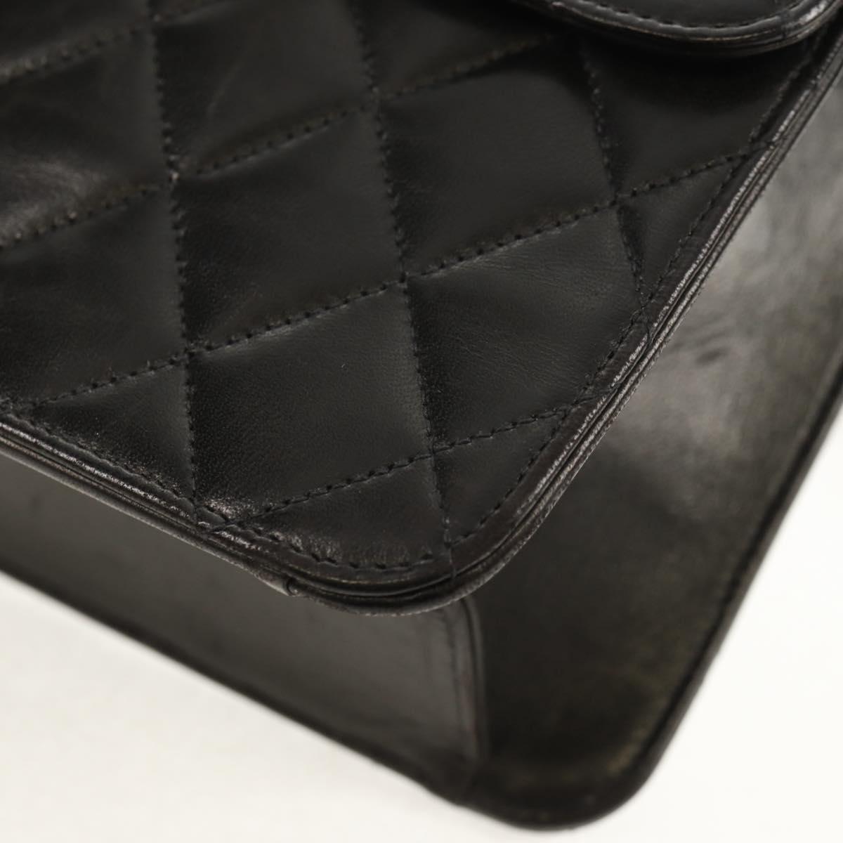 CHANEL Chain Shoulder Bag Lamb Skin Black Gold CC Auth 148654AM