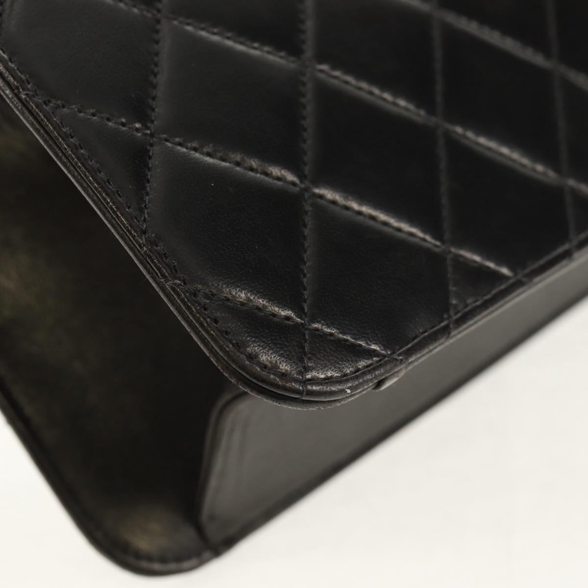 CHANEL Chain Shoulder Bag Lamb Skin Black Gold CC Auth 148654AM