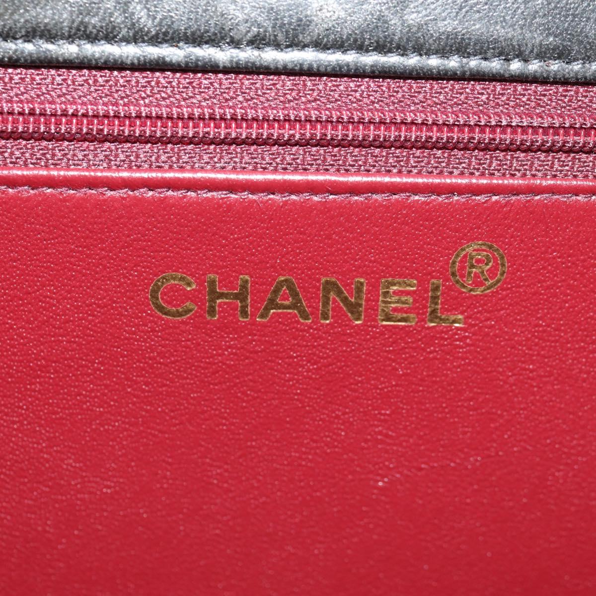 CHANEL Chain Shoulder Bag Lamb Skin Black Gold CC Auth 148654AM