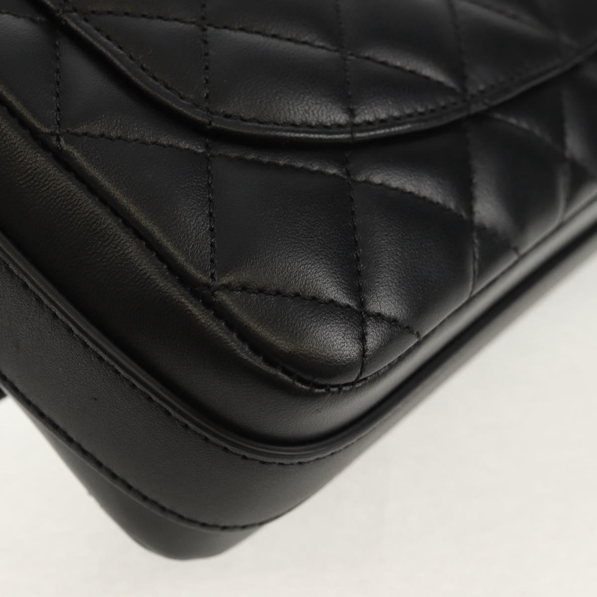 CHANEL Shoulder Bag Lamb Skin Black Gold CC Auth 148655SM