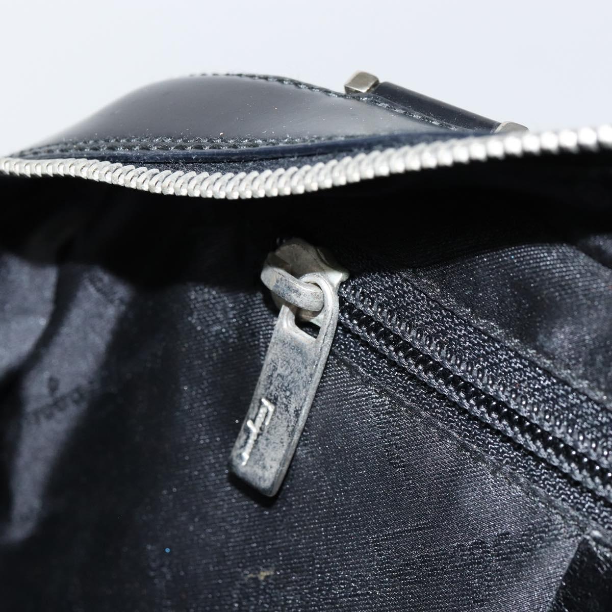 Salvatore Ferragamo Hand Bag Leather Black Silver Auth 148656