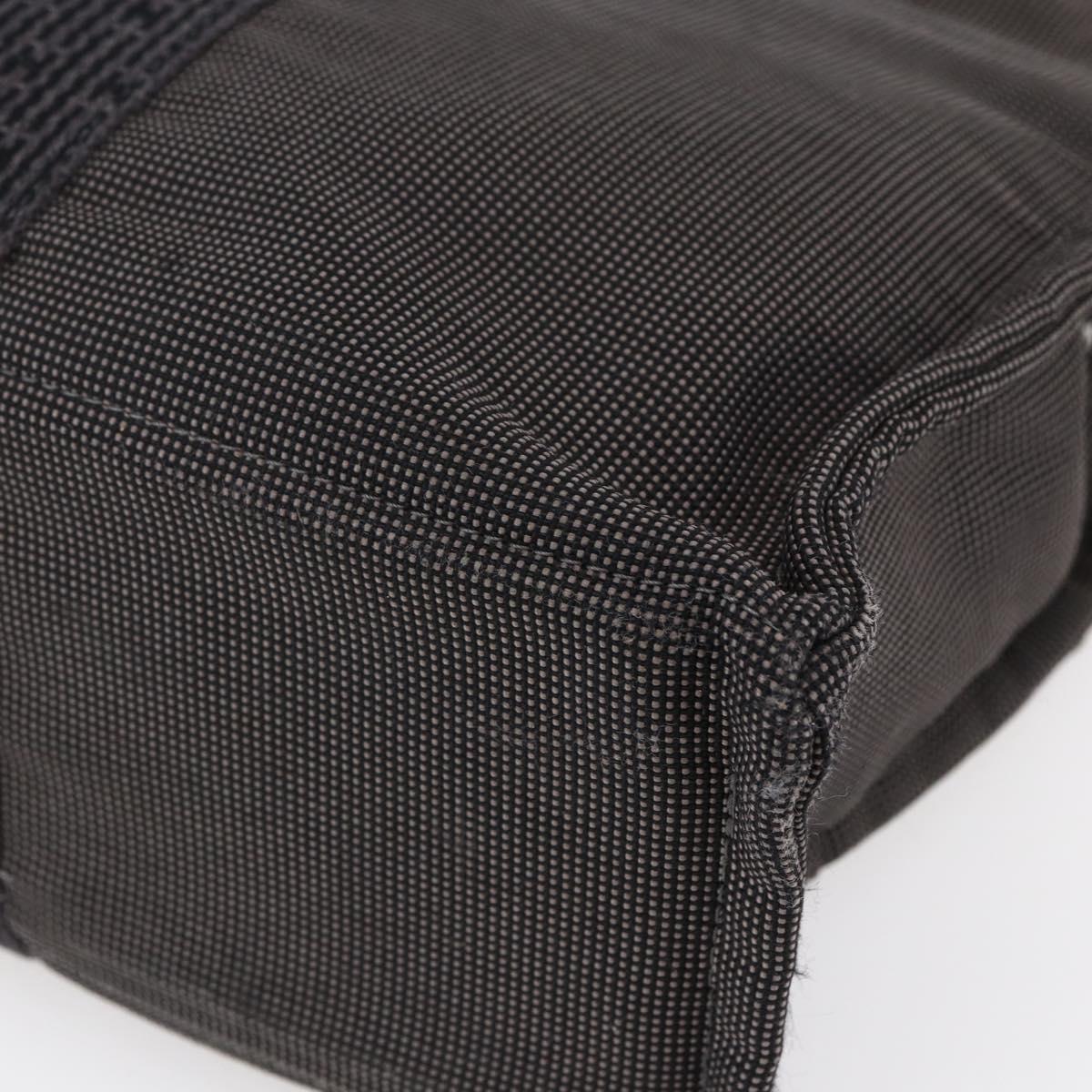 HERMES Her Line Hand Bag MM Canvas Gray Auth 148658