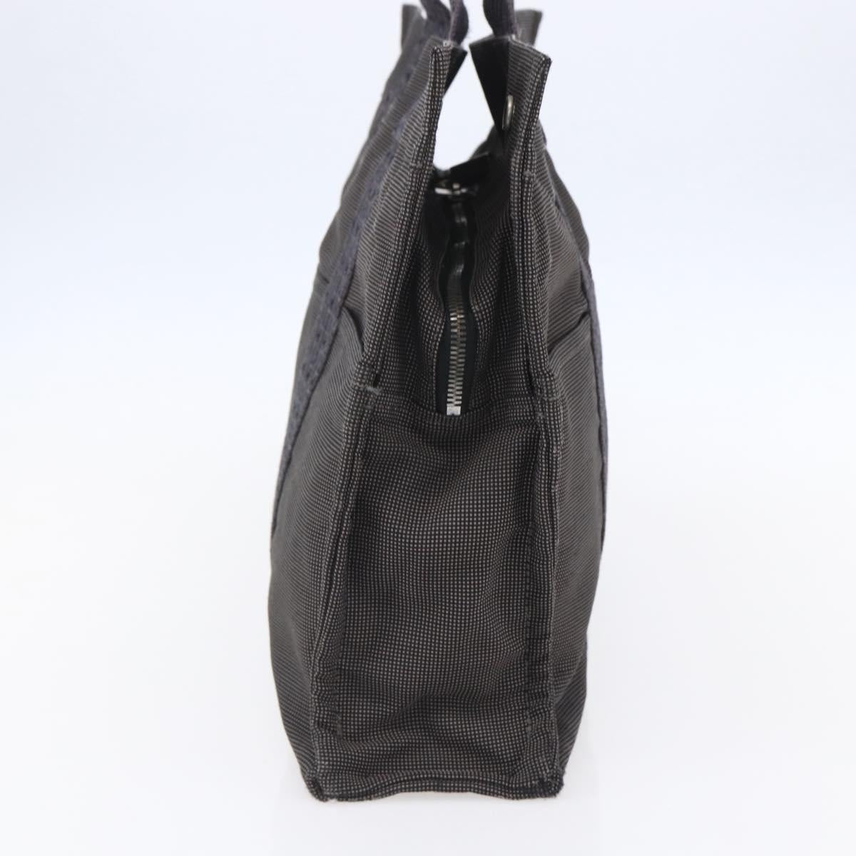 HERMES Her Line Hand Bag MM Canvas Gray Auth 148658