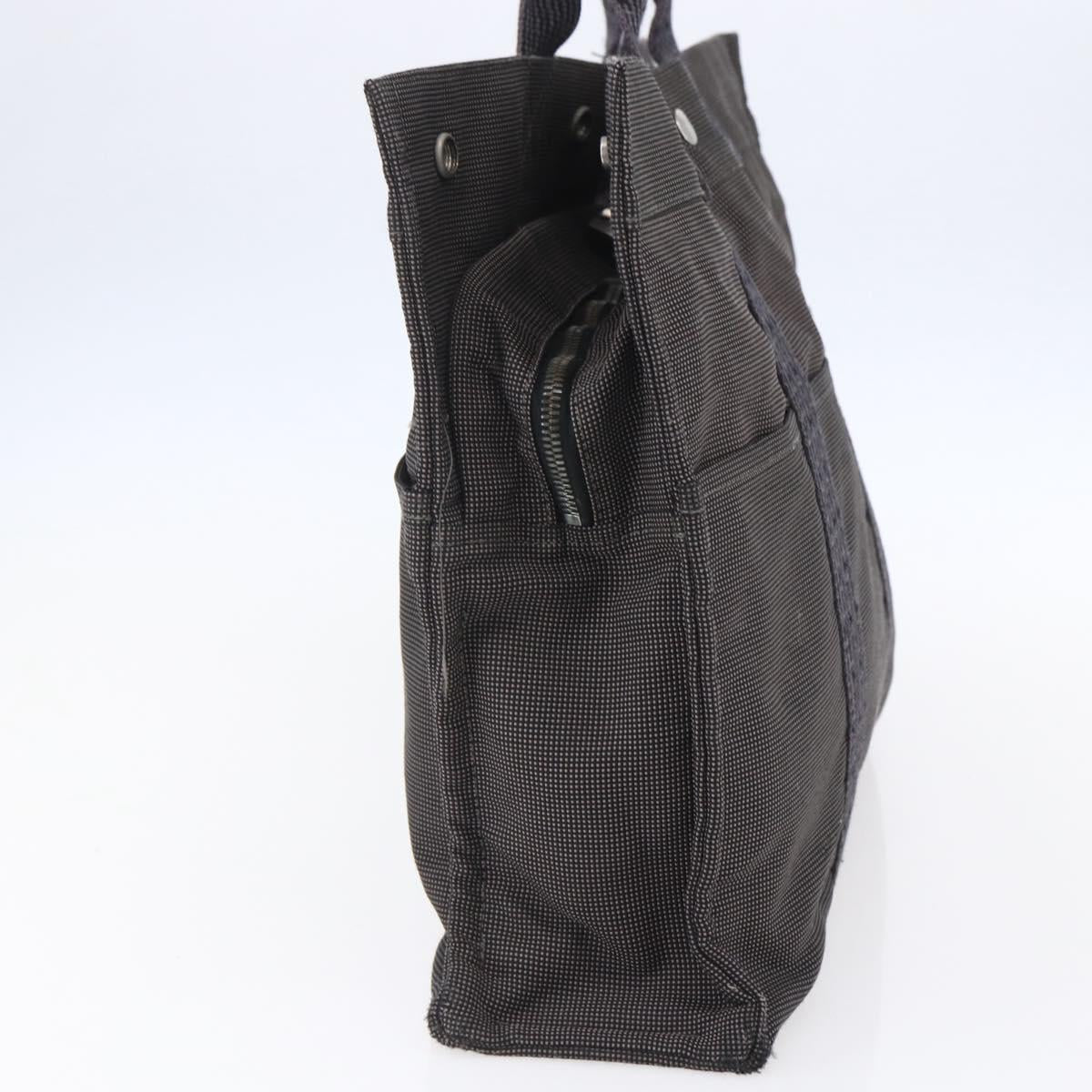 HERMES Her Line Hand Bag MM Canvas Gray Auth 148658