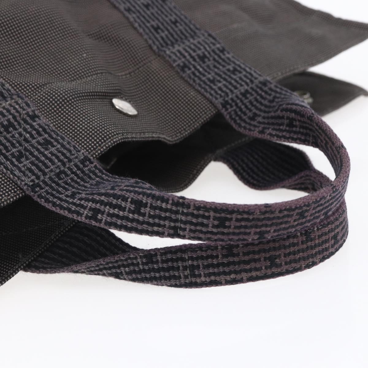 HERMES Her Line Hand Bag MM Canvas Gray Auth 148658