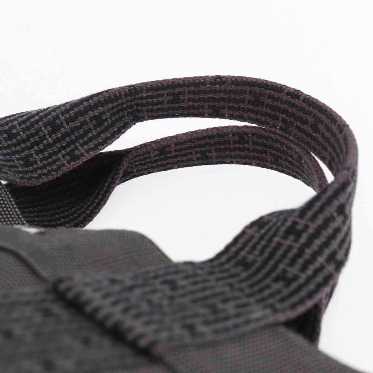 HERMES Her Line Hand Bag MM Canvas Gray Auth 148658