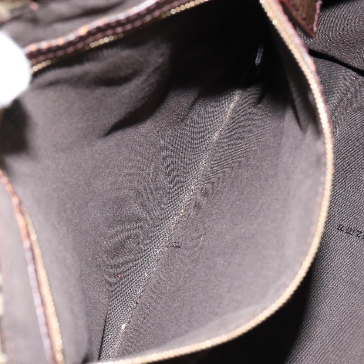 FENDI Zucchino Canvas Hand Bag Beige Black gold Auth 148659