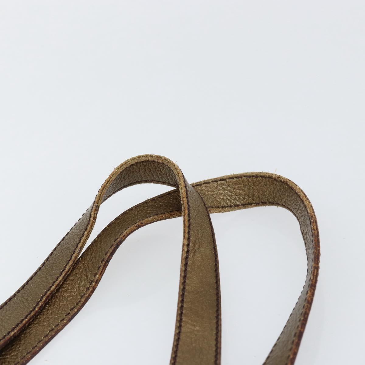 FENDI Zucchino Canvas Hand Bag Beige Black gold Auth 148659