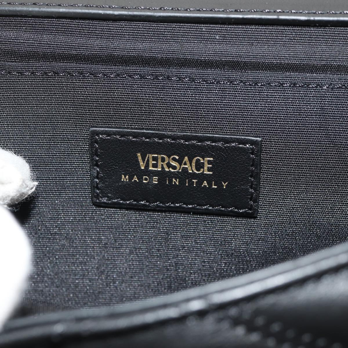 VERSACE Shoulder Bag Leather Black Gold Auth 148667V