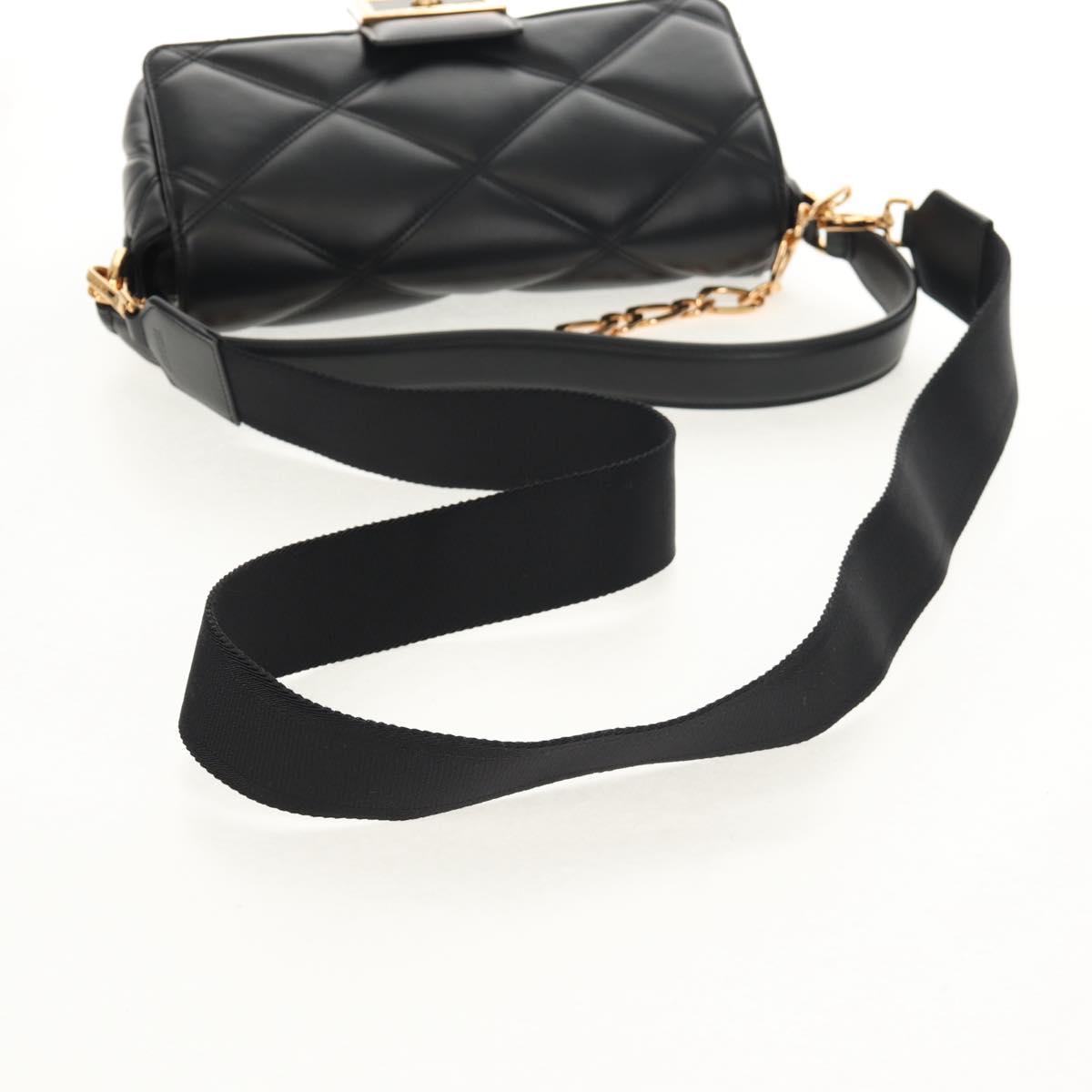 VERSACE Shoulder Bag Leather Black Gold Auth 148667V