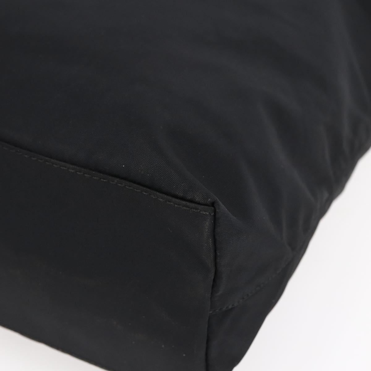 PRADA Semi Shoulder Bag Nylon Black Silver Auth 148673