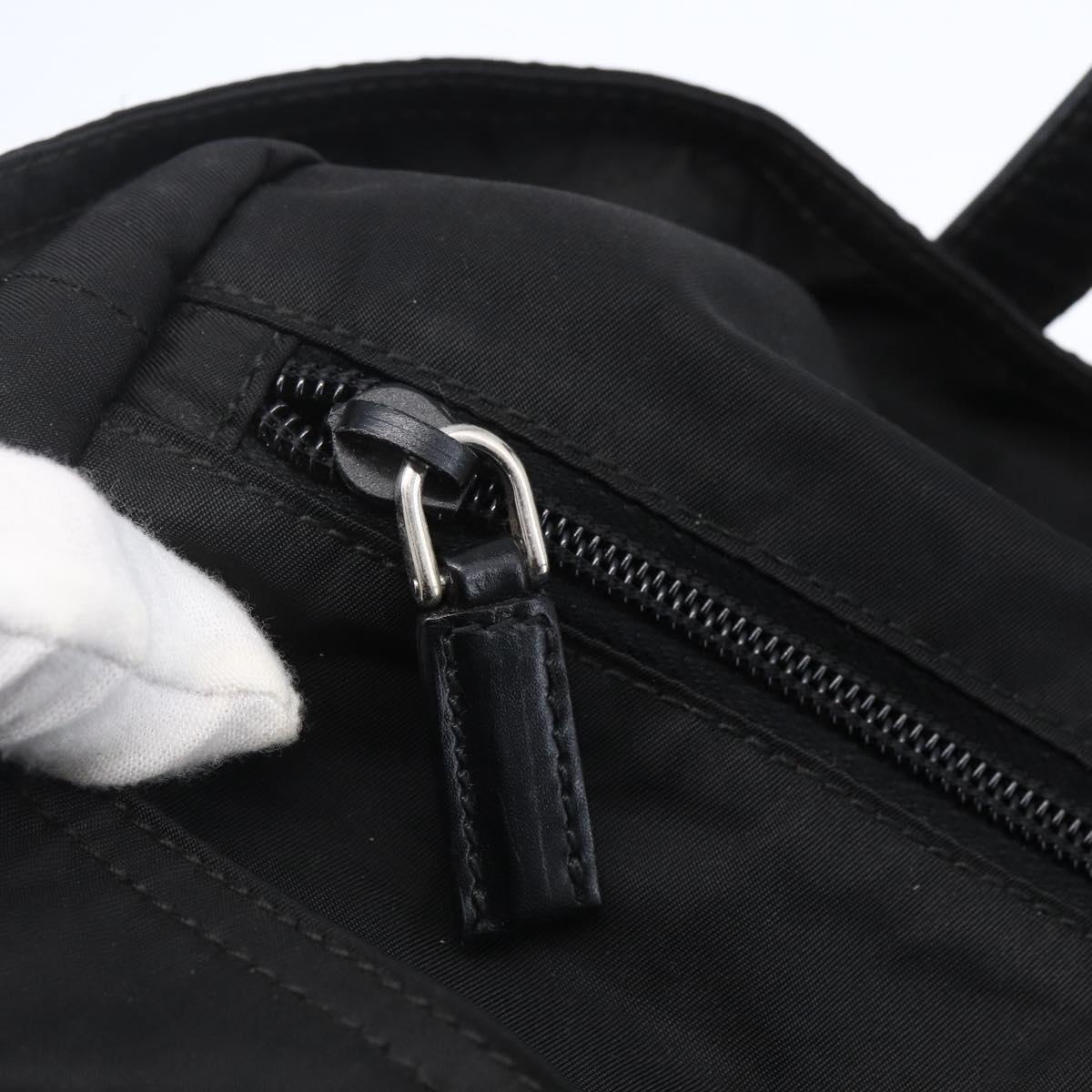 PRADA Semi Shoulder Bag Nylon Black Silver Auth 148673