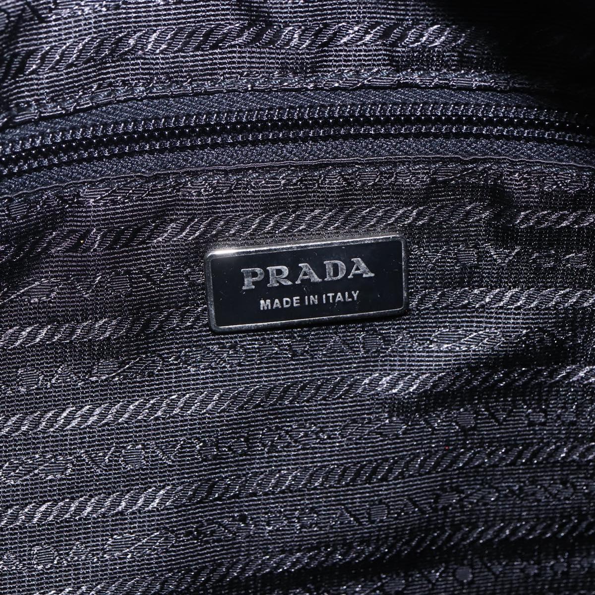 PRADA Semi Shoulder Bag Nylon Black Silver Auth 148673