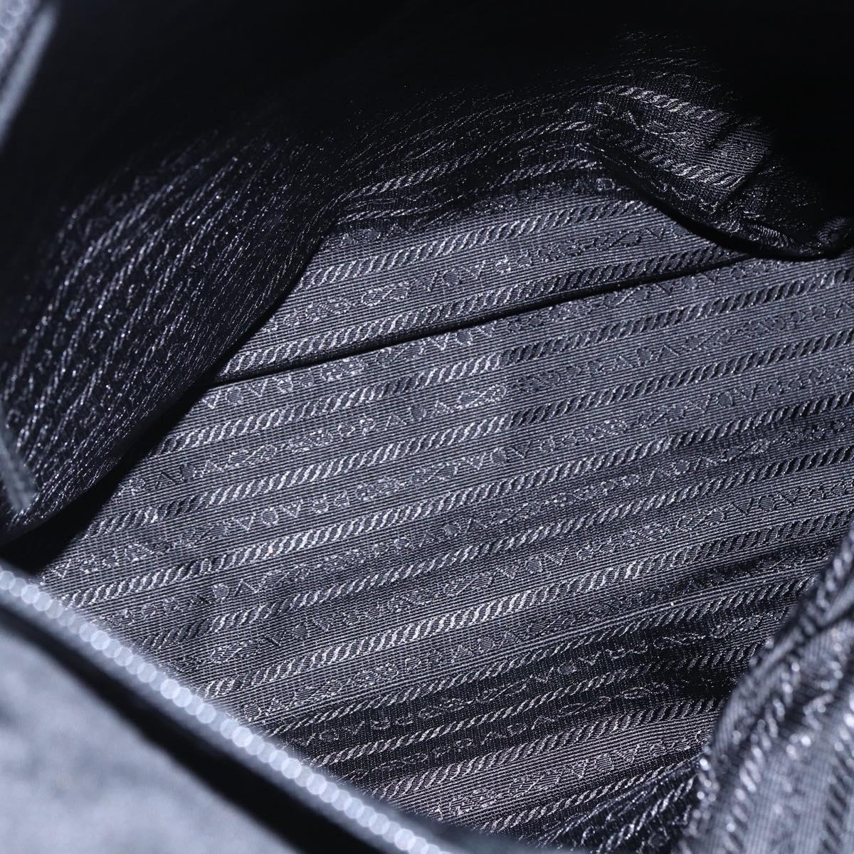 PRADA Semi Shoulder Bag Nylon Black Silver Auth 148673