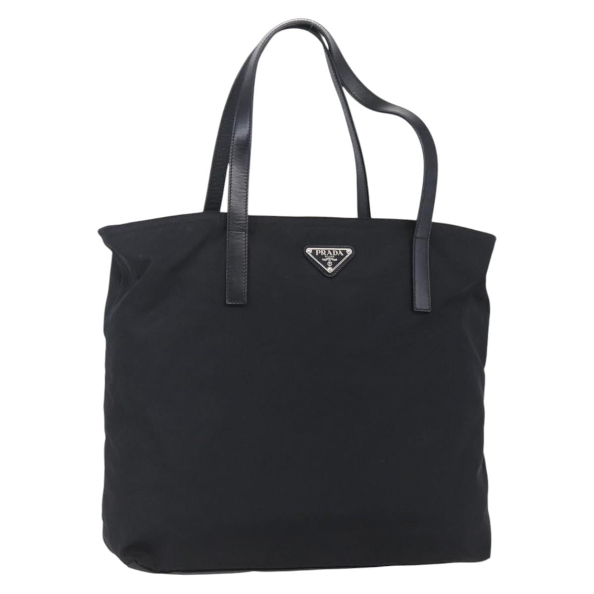 PRADA Semi Shoulder Bag Nylon Black Silver Auth 148673