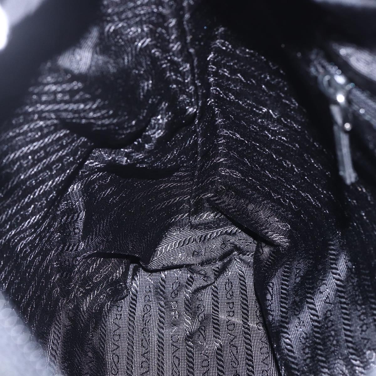 PRADA Semi Shoulder Bag Nylon Black Silver Auth 148673