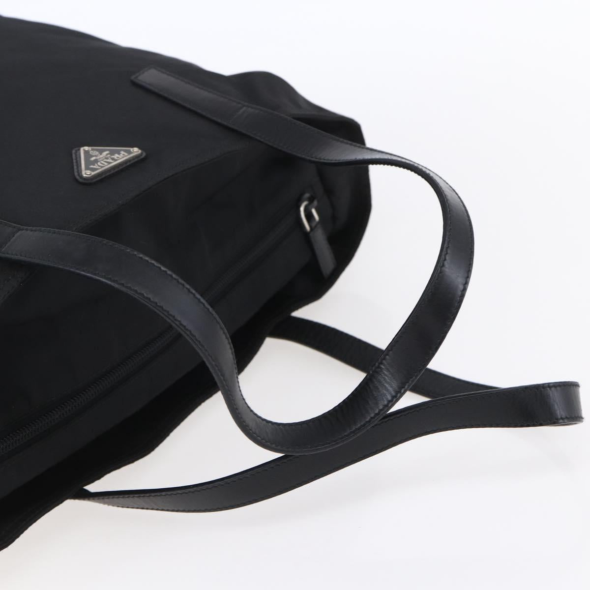 PRADA Semi Shoulder Bag Nylon Black Silver Auth 148673