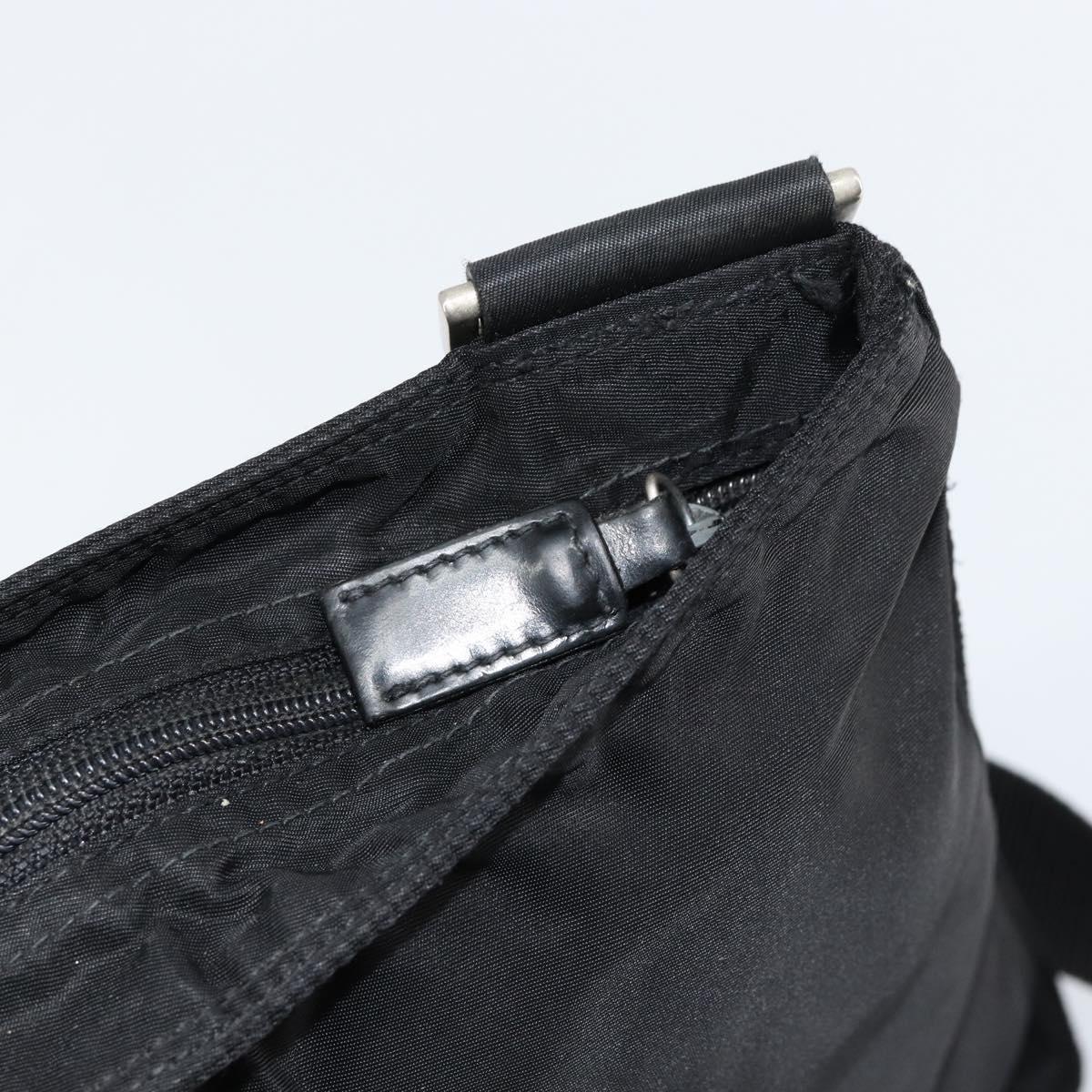PRADA Shoulder Bag Nylon Black Silver Auth 148676