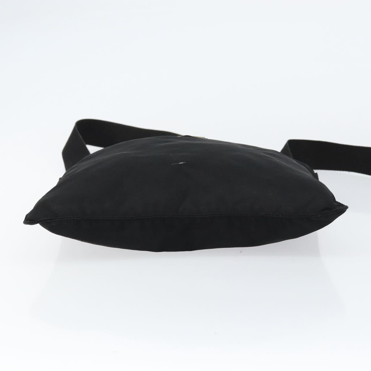 PRADA Shoulder Bag Nylon Black Silver Auth 148676