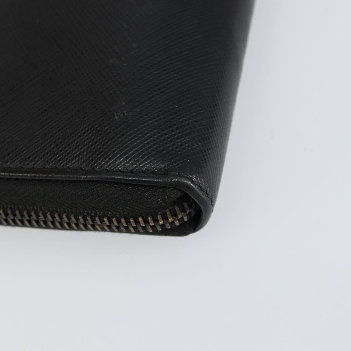 PRADA Round Wallet Safiano leather Black 2ML220 Auth 148677