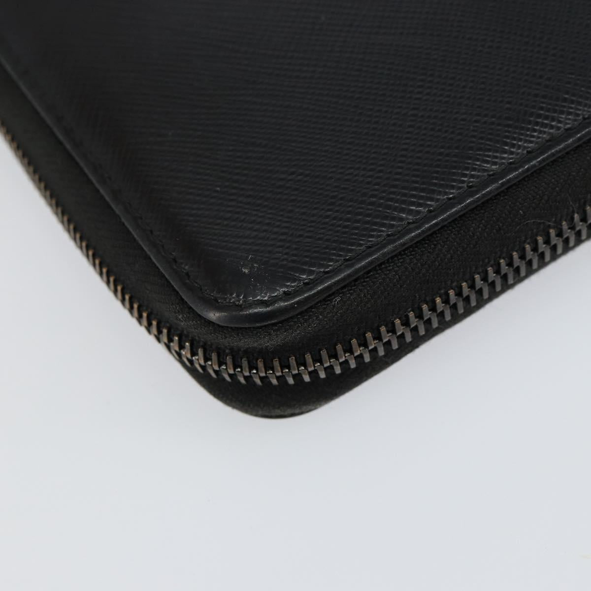 PRADA Round Wallet Safiano leather Black 2ML220 Auth 148677