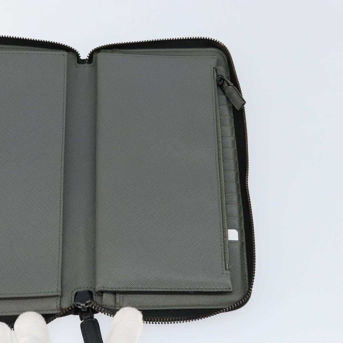 PRADA Round Wallet Safiano leather Black 2ML220 Auth 148677