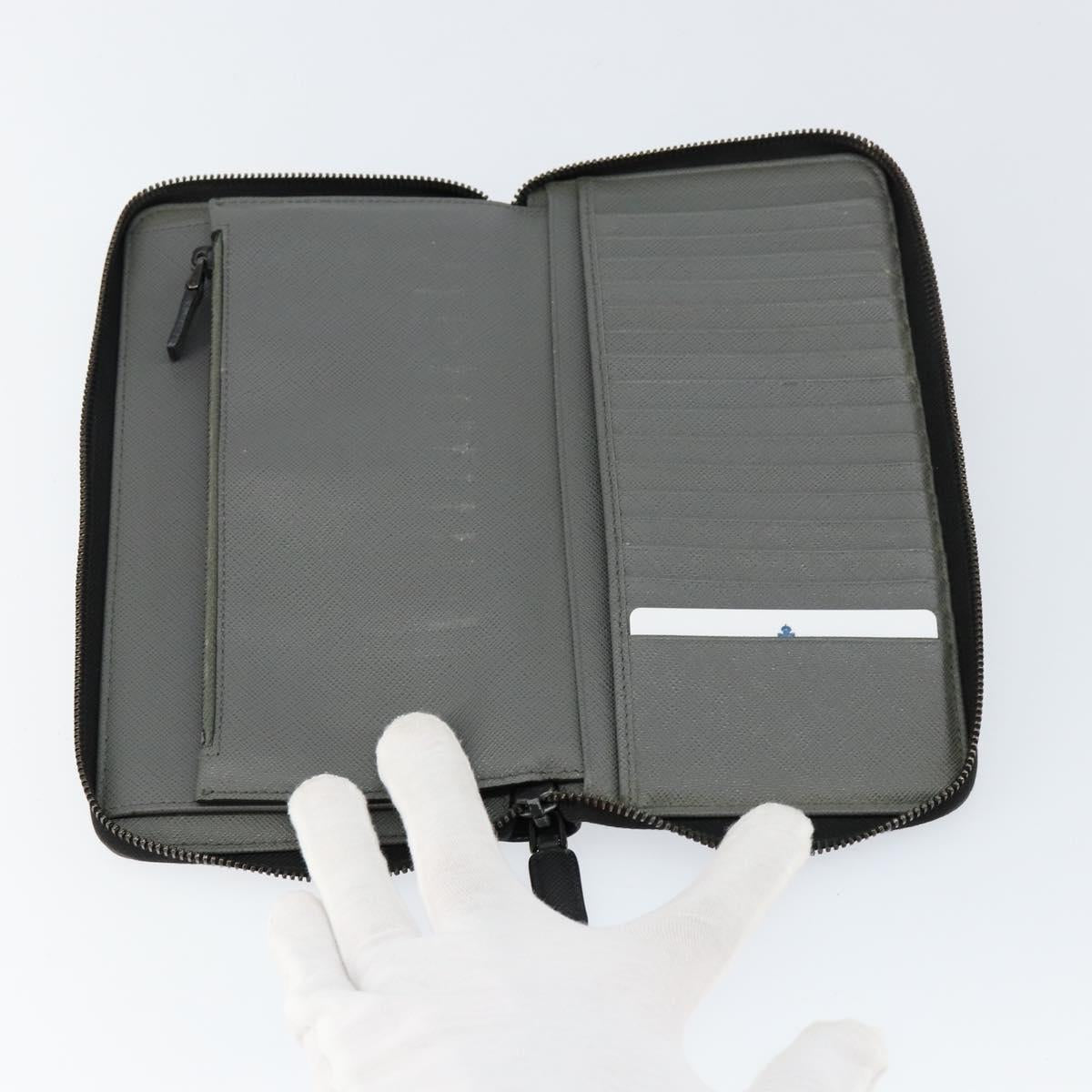 PRADA Round Wallet Safiano leather Black 2ML220 Auth 148677