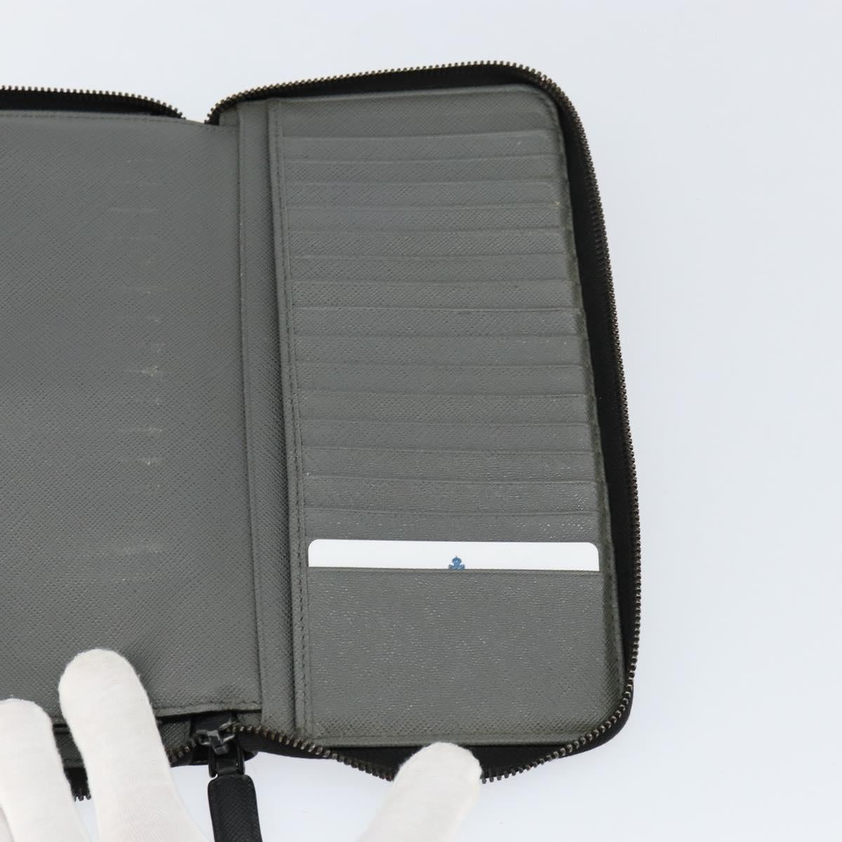 PRADA Round Wallet Safiano leather Black 2ML220 Auth 148677