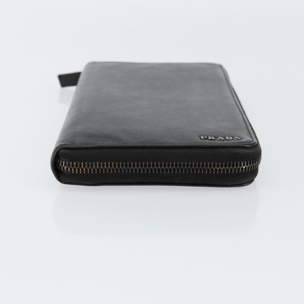 PRADA Round Wallet Safiano leather Black 2ML220 Auth 148677