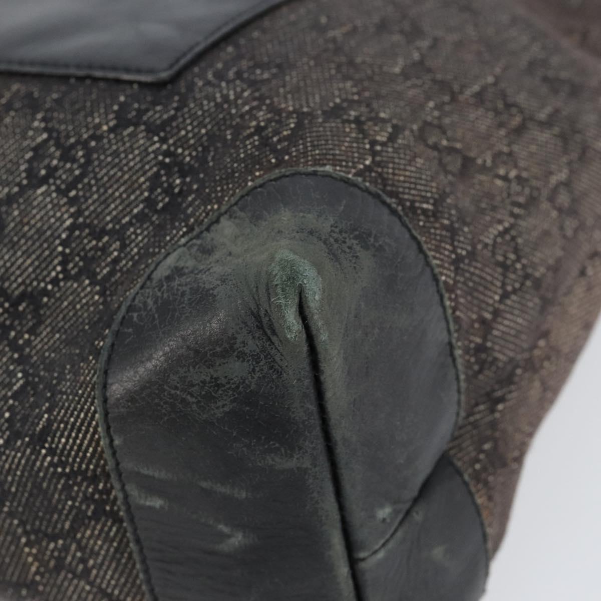 GUCCI GG Canvas Shoulder Bag Black Silver 34339 Auth 148680