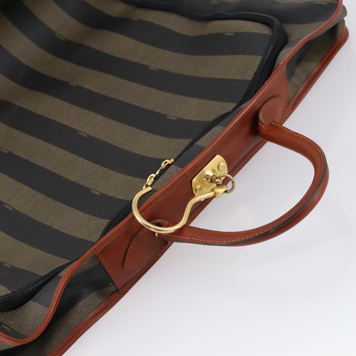 FENDI Pecan Canvas Garment Cover PVC Black Brown Auth 148683