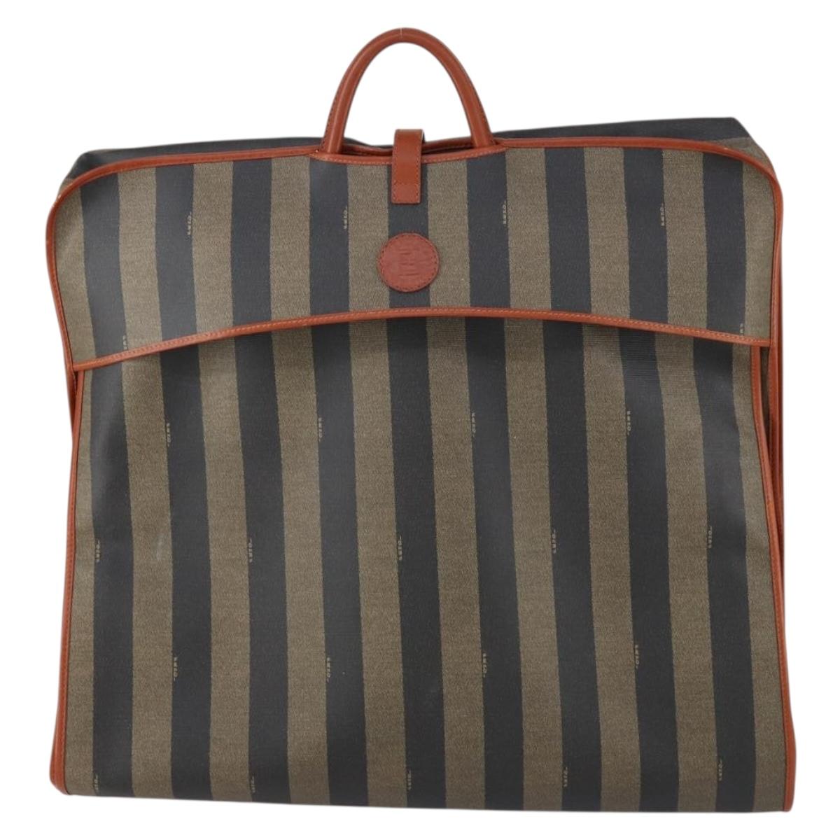 FENDI Pecan Canvas Garment Cover PVC Black Brown Auth 148683