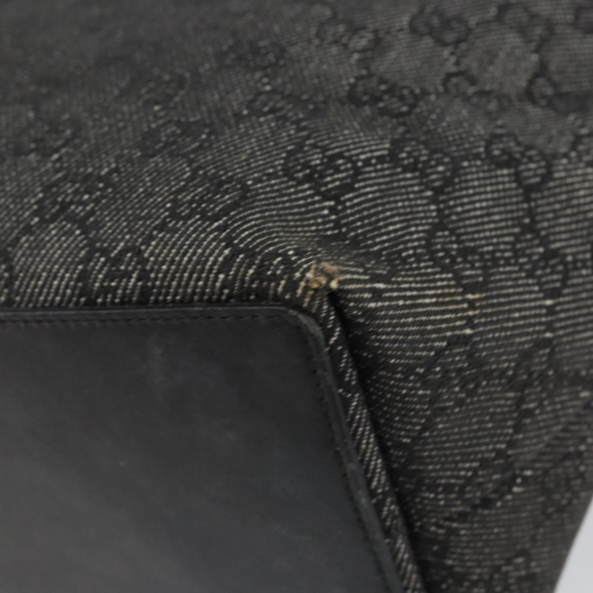 GUCCI GG Canvas Shoulder Bag Black Silver 31243 Auth 148685