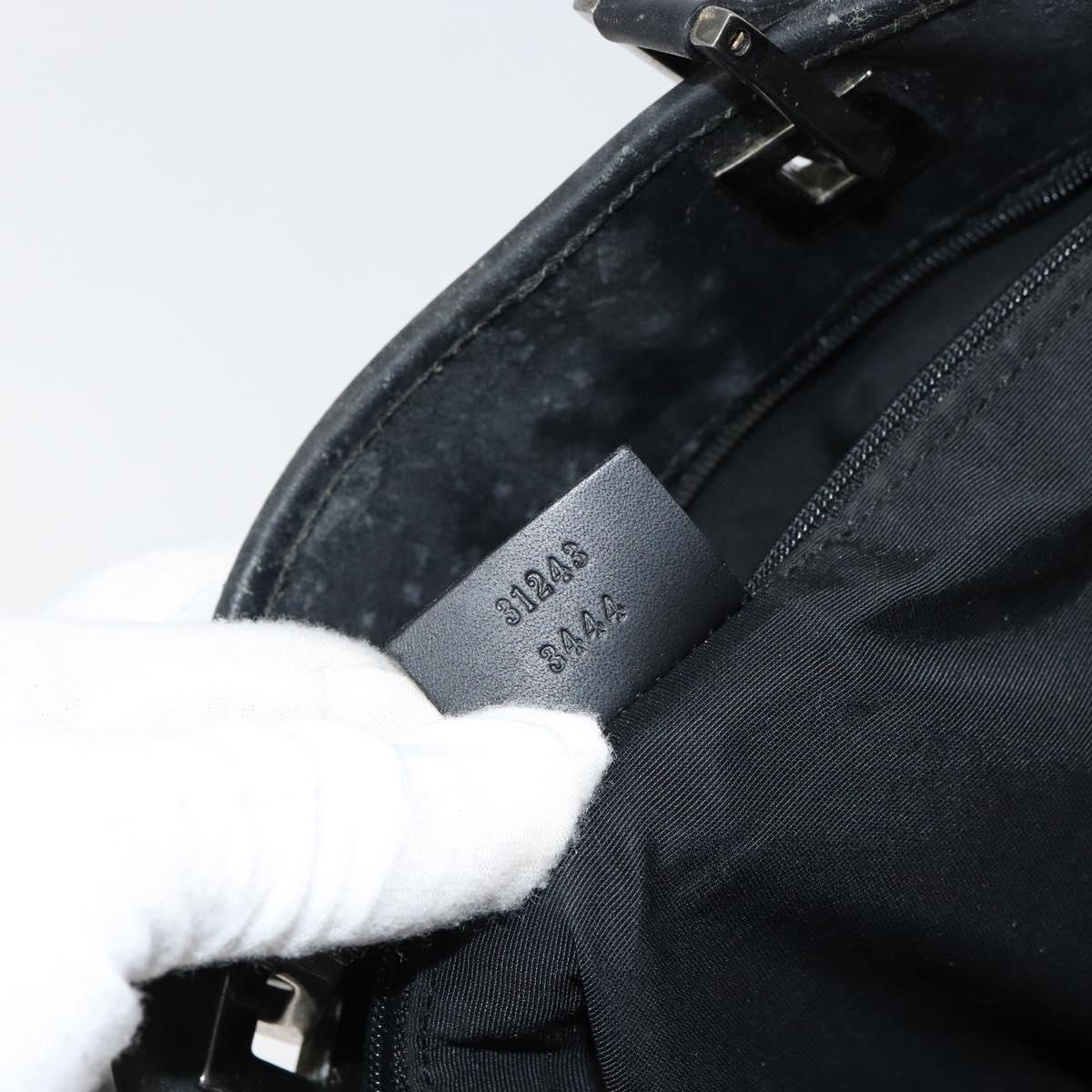 GUCCI GG Canvas Shoulder Bag Black Silver 31243 Auth 148685