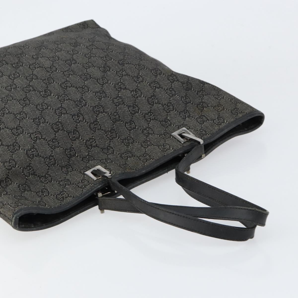 GUCCI GG Canvas Shoulder Bag Black Silver 31243 Auth 148685