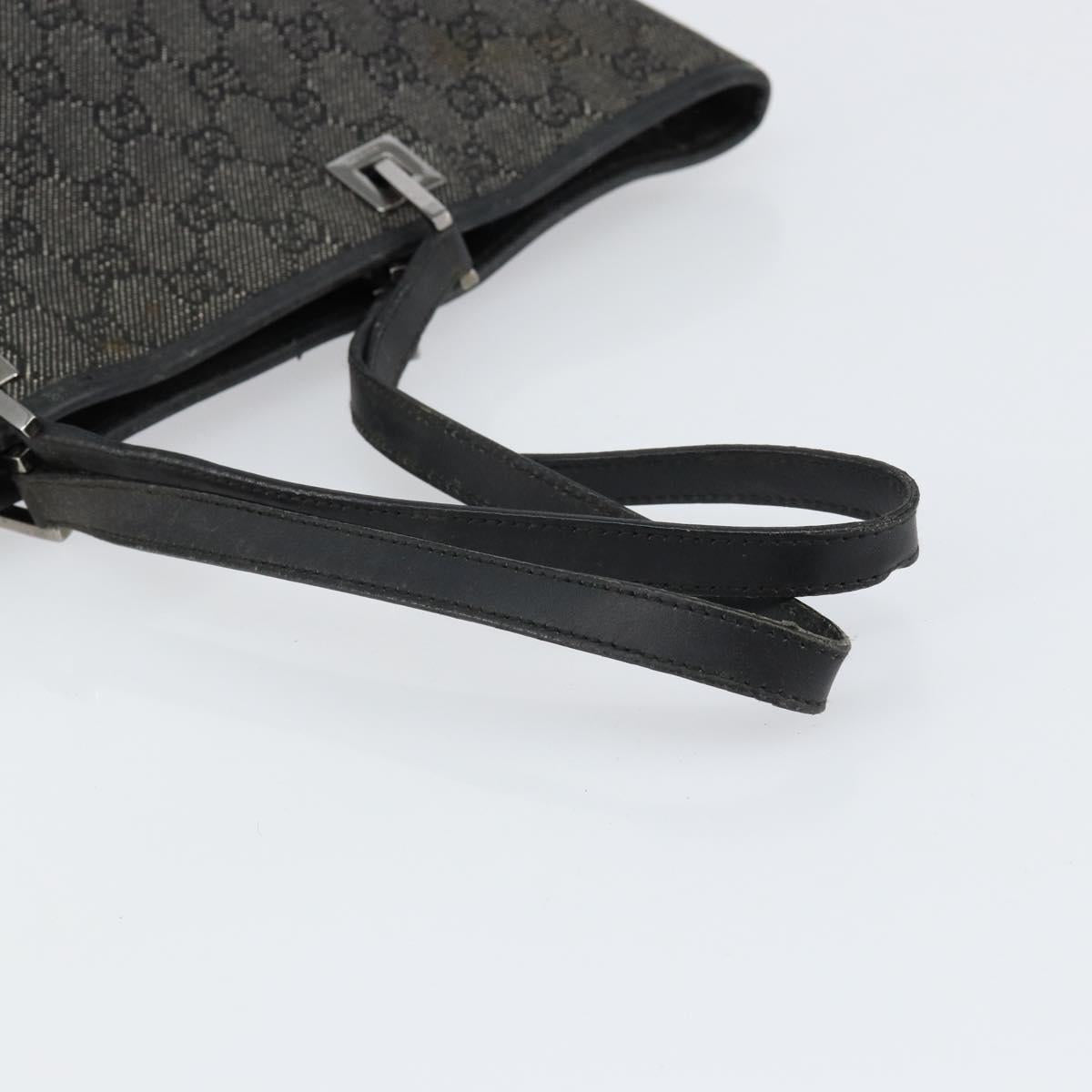 GUCCI GG Canvas Shoulder Bag Black Silver 31243 Auth 148685