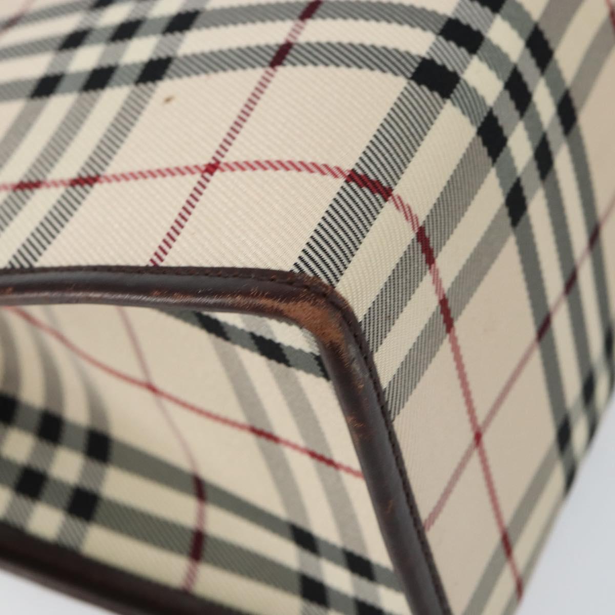 BURBERRY Nova Check Hand Bag Canvas Beige Silver Auth 148686