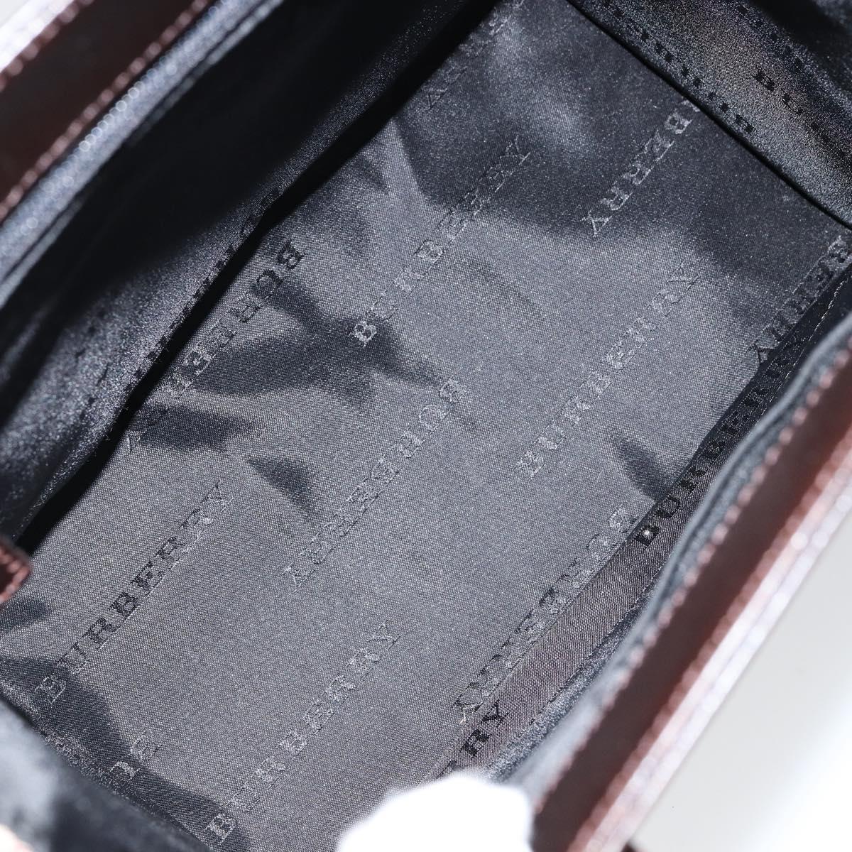 BURBERRY Nova Check Hand Bag Canvas Beige Silver Auth 148686