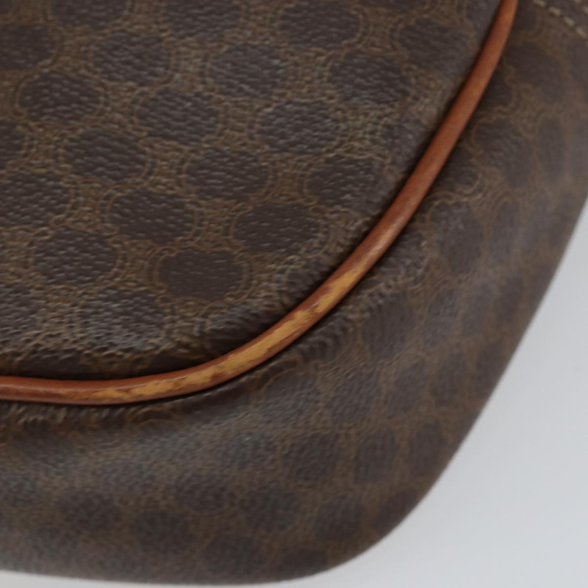 CELINE Macadam Canvas Shoulder Bag PVC Leather Brown Gold Auth 148688