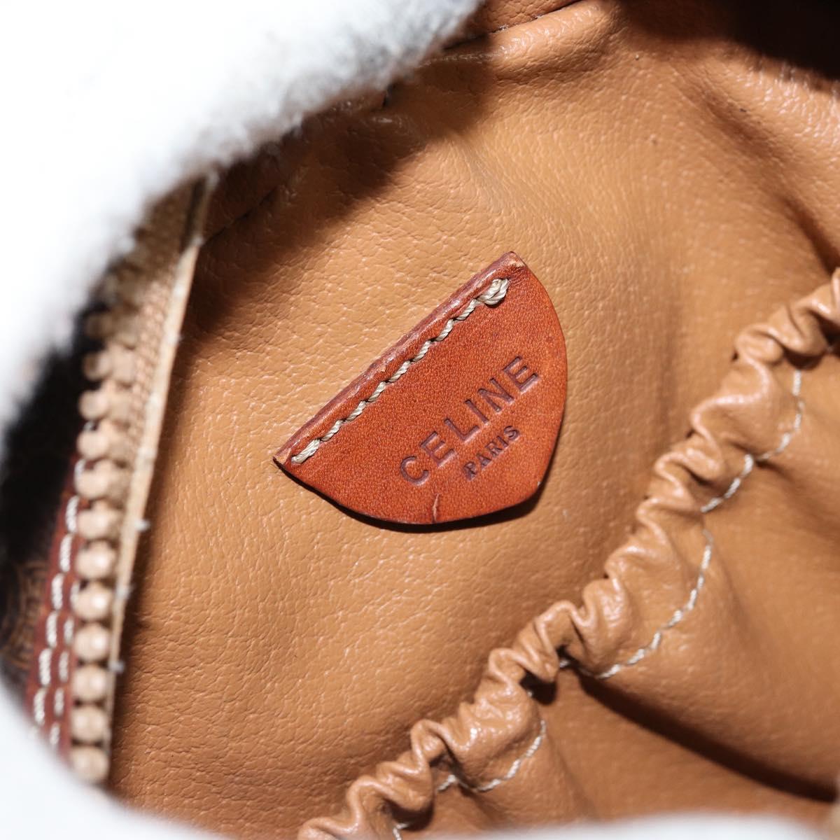 CELINE Macadam Canvas Shoulder Bag PVC Leather Brown Gold Auth 148688