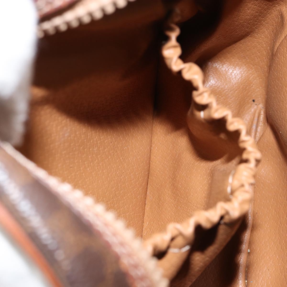 CELINE Macadam Canvas Shoulder Bag PVC Leather Brown Gold Auth 148688