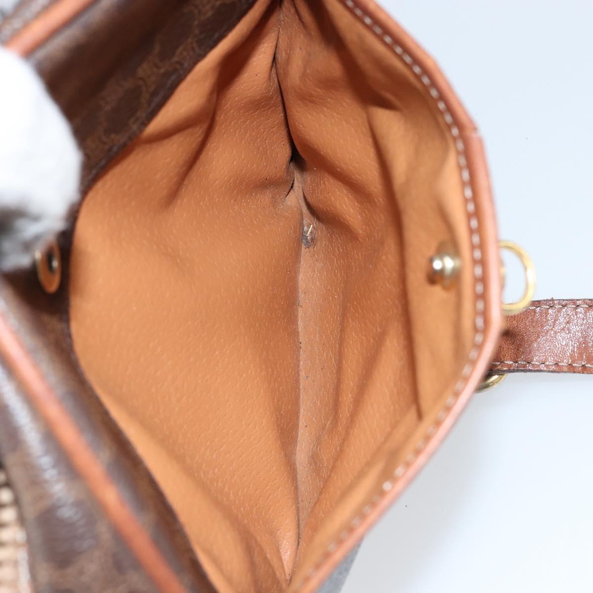 CELINE Macadam Canvas Shoulder Bag PVC Leather Brown Gold Auth 148688