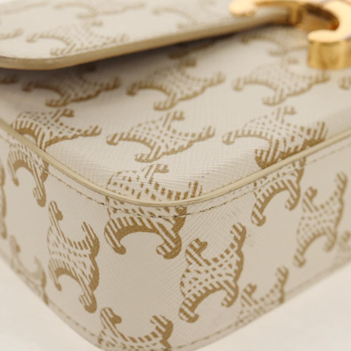 CELINE Triomphe Mini Semi Shoulder Bag PVC Brown White Auth 148690SM