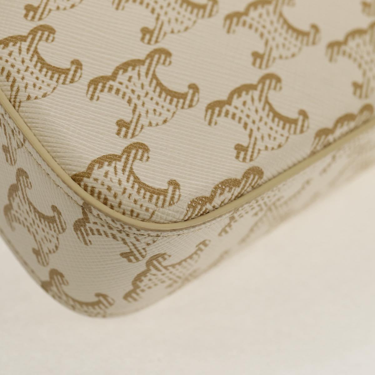 CELINE Triomphe Mini Semi Shoulder Bag PVC Brown White Auth 148690SM