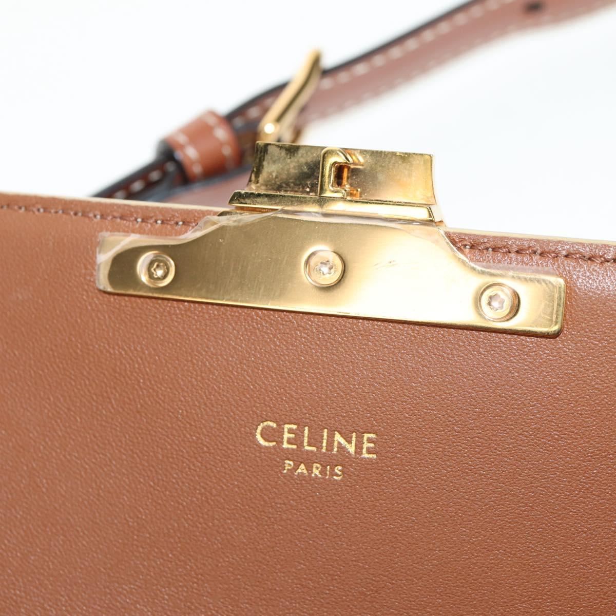 CELINE Triomphe Mini Semi Shoulder Bag PVC Brown White Auth 148690SM