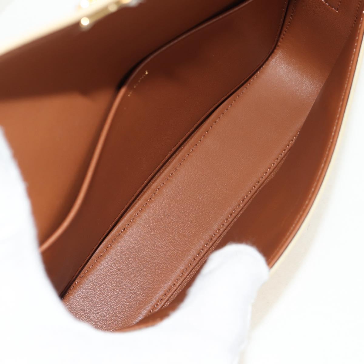 CELINE Triomphe Mini Semi Shoulder Bag PVC Brown White Auth 148690SM