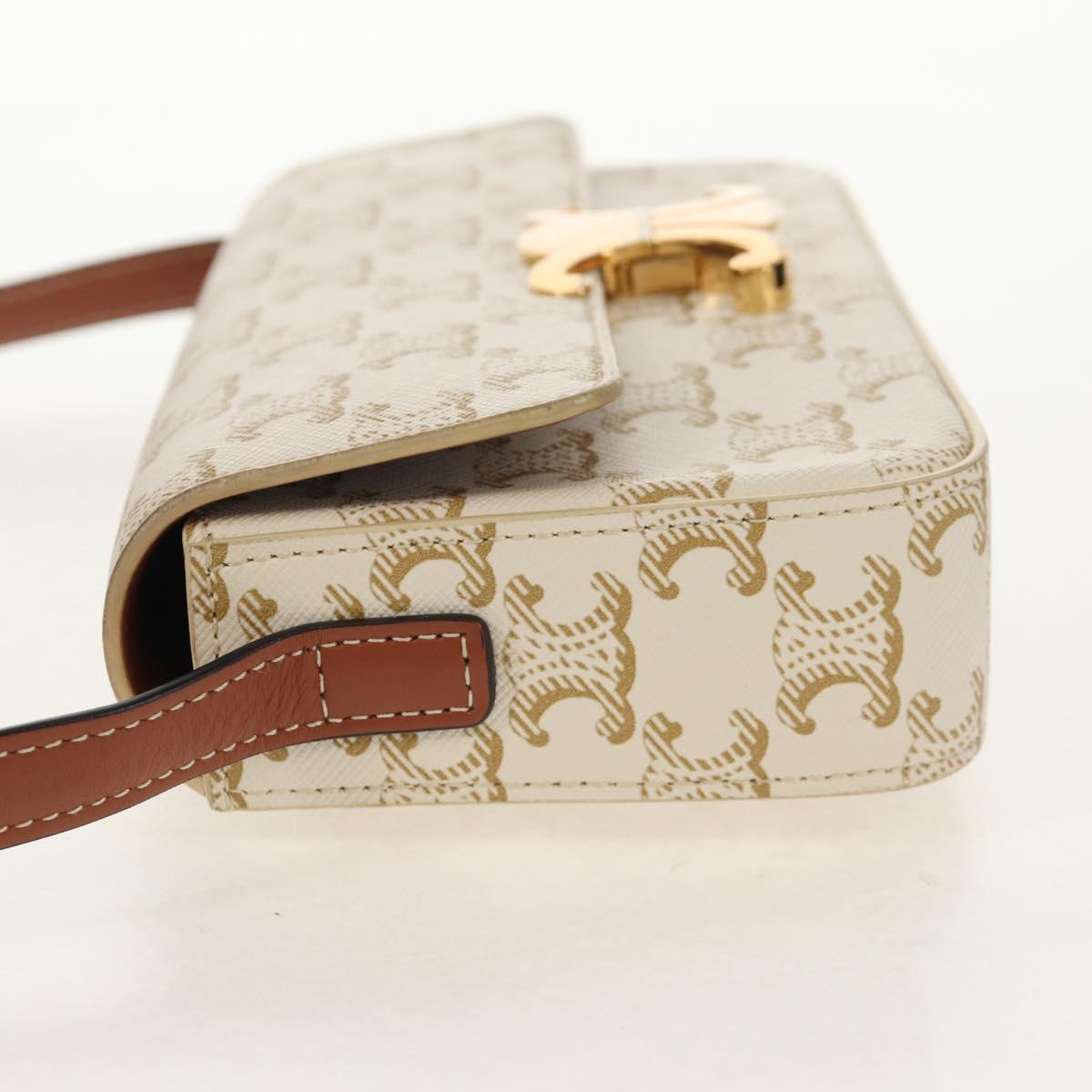 CELINE Triomphe Mini Semi Shoulder Bag PVC Brown White Auth 148690SM