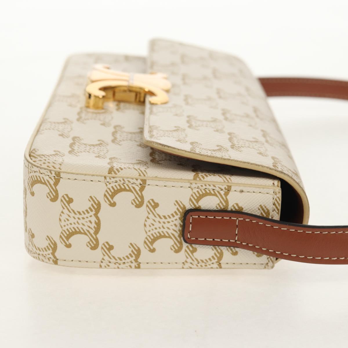 CELINE Triomphe Mini Semi Shoulder Bag PVC Brown White Auth 148690SM