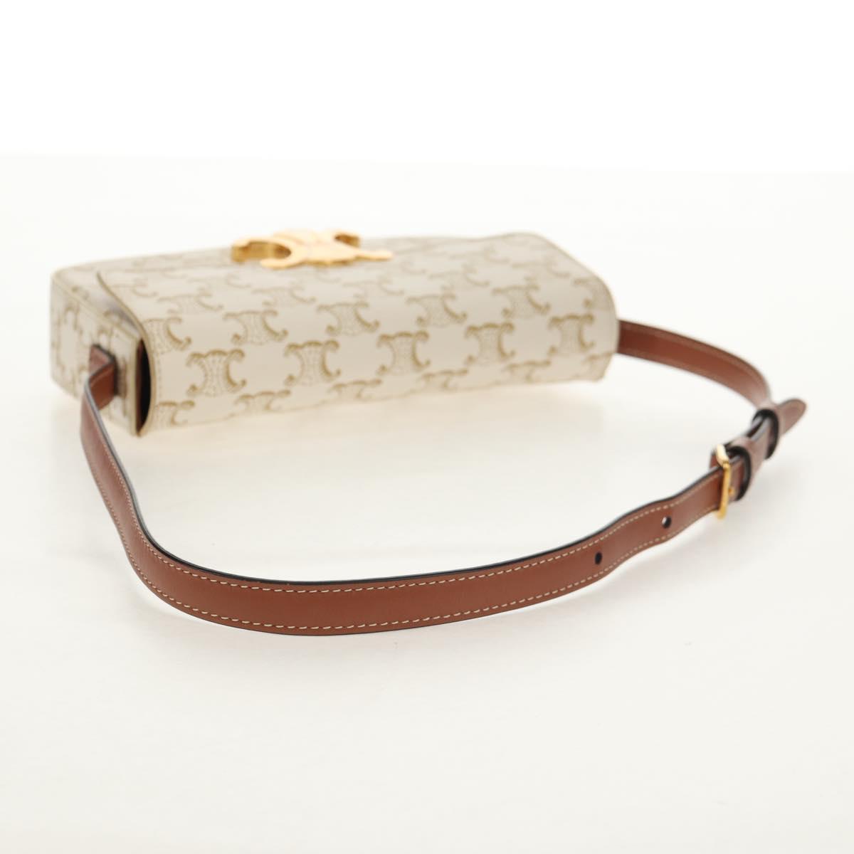 CELINE Triomphe Mini Semi Shoulder Bag PVC Brown White Auth 148690SM